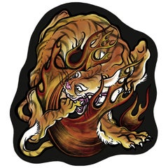 Tapis Moooi Re-Cut Tiger on Fire en laine avec finition ourlet aveugle par Atelier Reservé