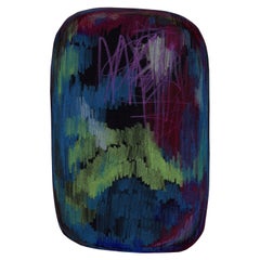 Tapis Moooi Scribble noir / vert / bleu en polyamide à fil souple sur le devant