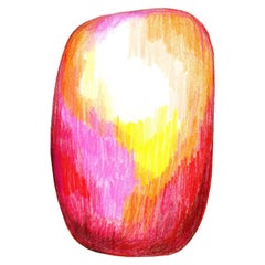 Tapis Moooi Scribble rouge / jaune en laine à l'avant