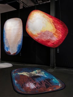 Alfombra Moooi Scribble amarilla de poliamida de pelo bajo by Front