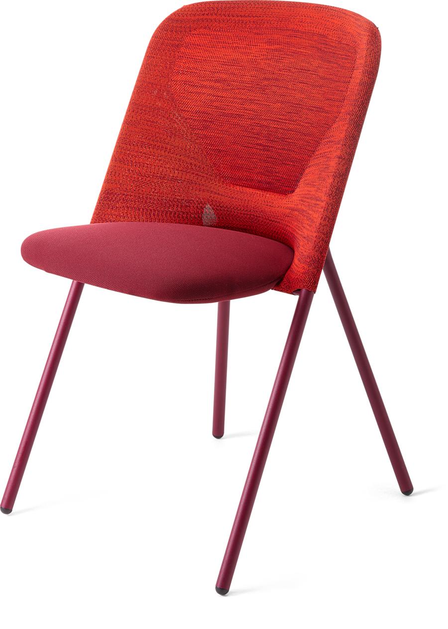 Modern Moooi Shift Dining Chair with Bright Red Steel Frame and Knitted Backrest For Sale