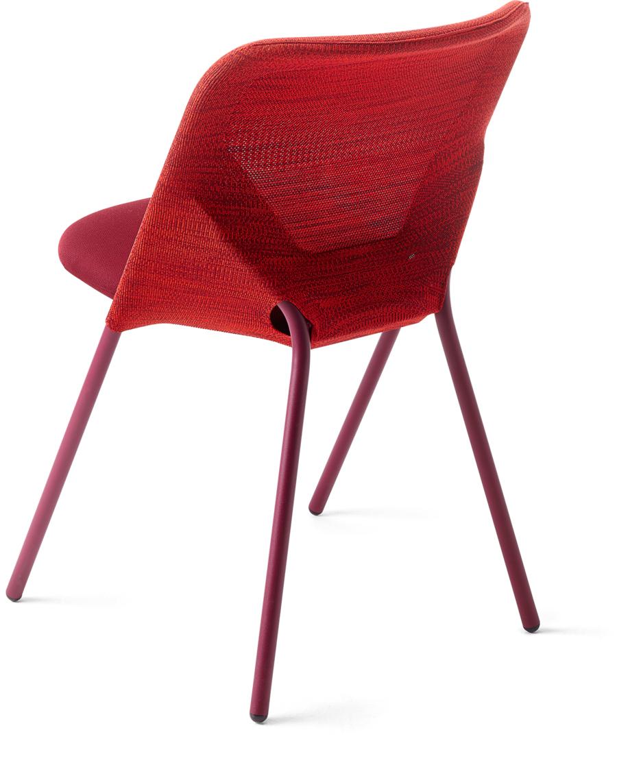 Modern Moooi Shift Dining Chair with Bright Red Steel Frame and Knitted Backrest For Sale