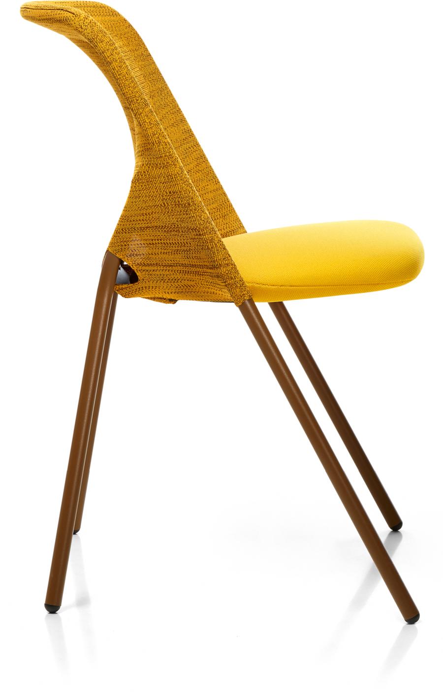 Moderne Chaise de salle à manger droite Moooi avec cadre en acier ocre chaud et dossier en tricot en vente