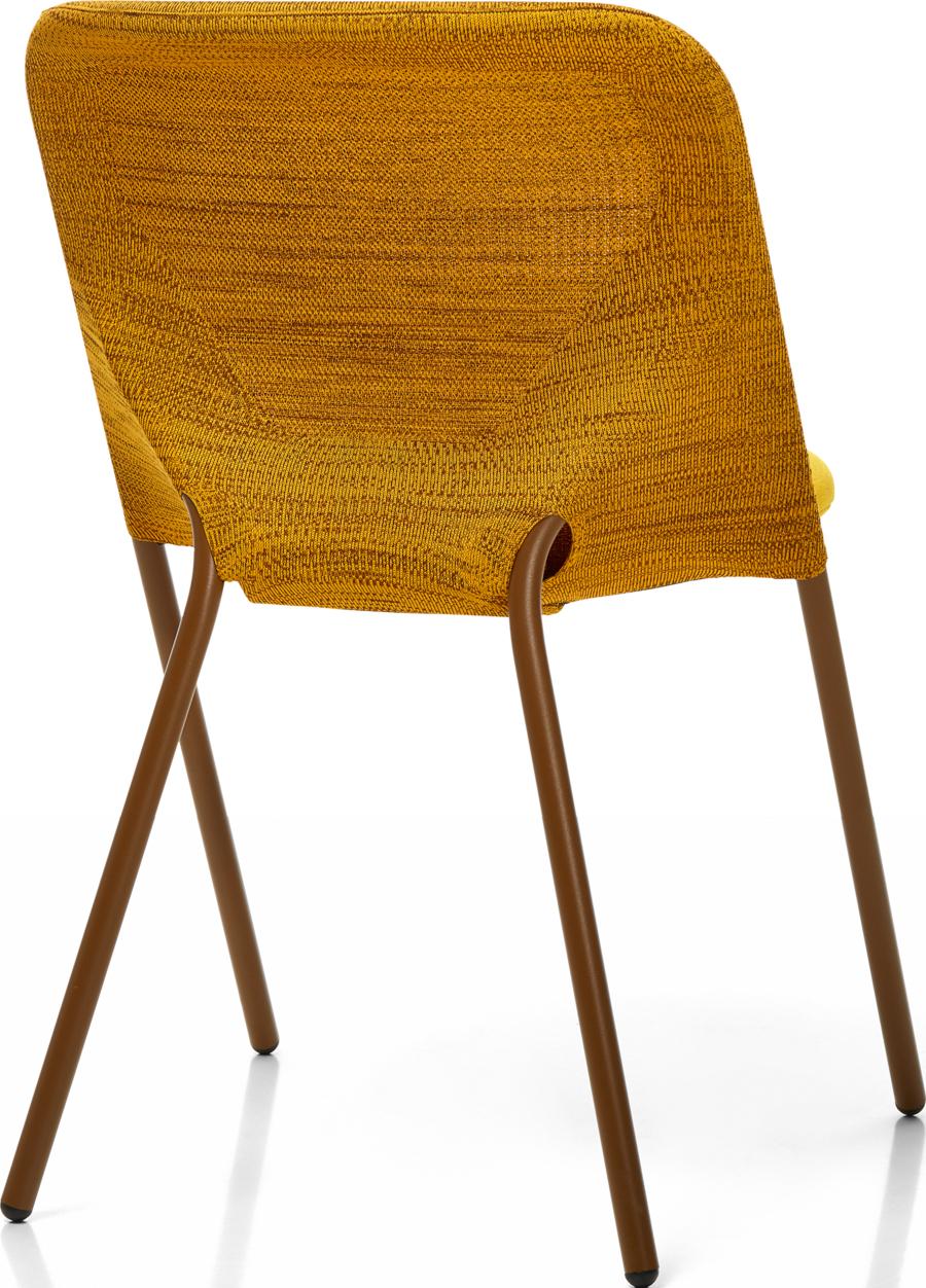 Chaise de salle à manger droite Moooi avec cadre en acier ocre chaud et dossier en tricot Neuf - En vente à Brooklyn, NY