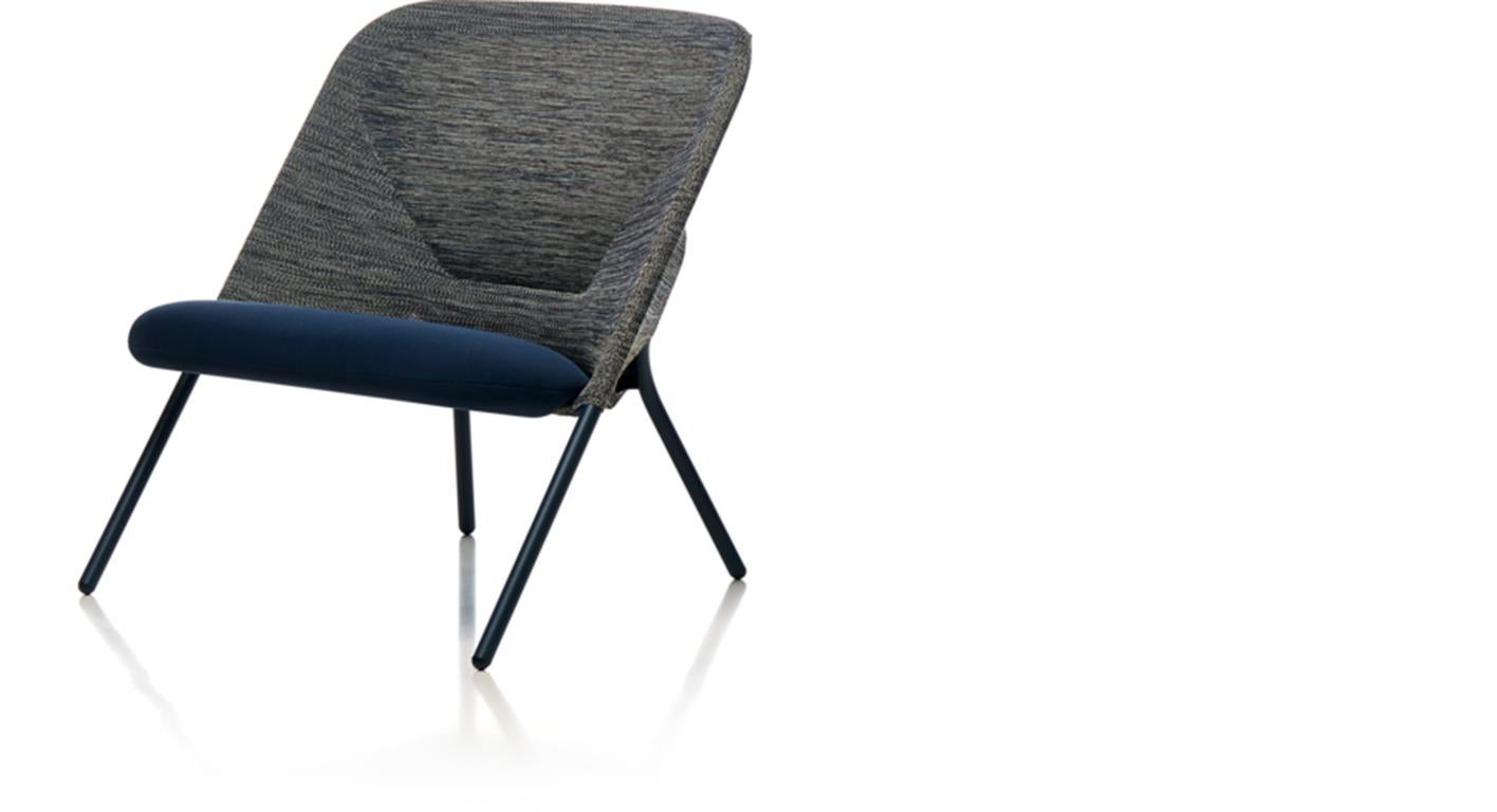 Moooi Shift Lounge Chair in Blue Grey Upholstery & Steel Frame by Jonas Forsman For Sale 3
