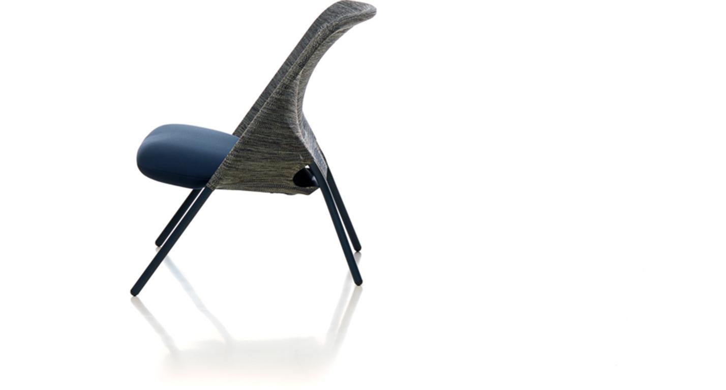 Moooi Shift Lounge Chair in Blue Grey Upholstery & Steel Frame by Jonas Forsman For Sale 4