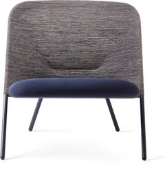 Silla Moooi Shift Lounge de tapicería gris azulada y estructura de acero by Jonas Forsman