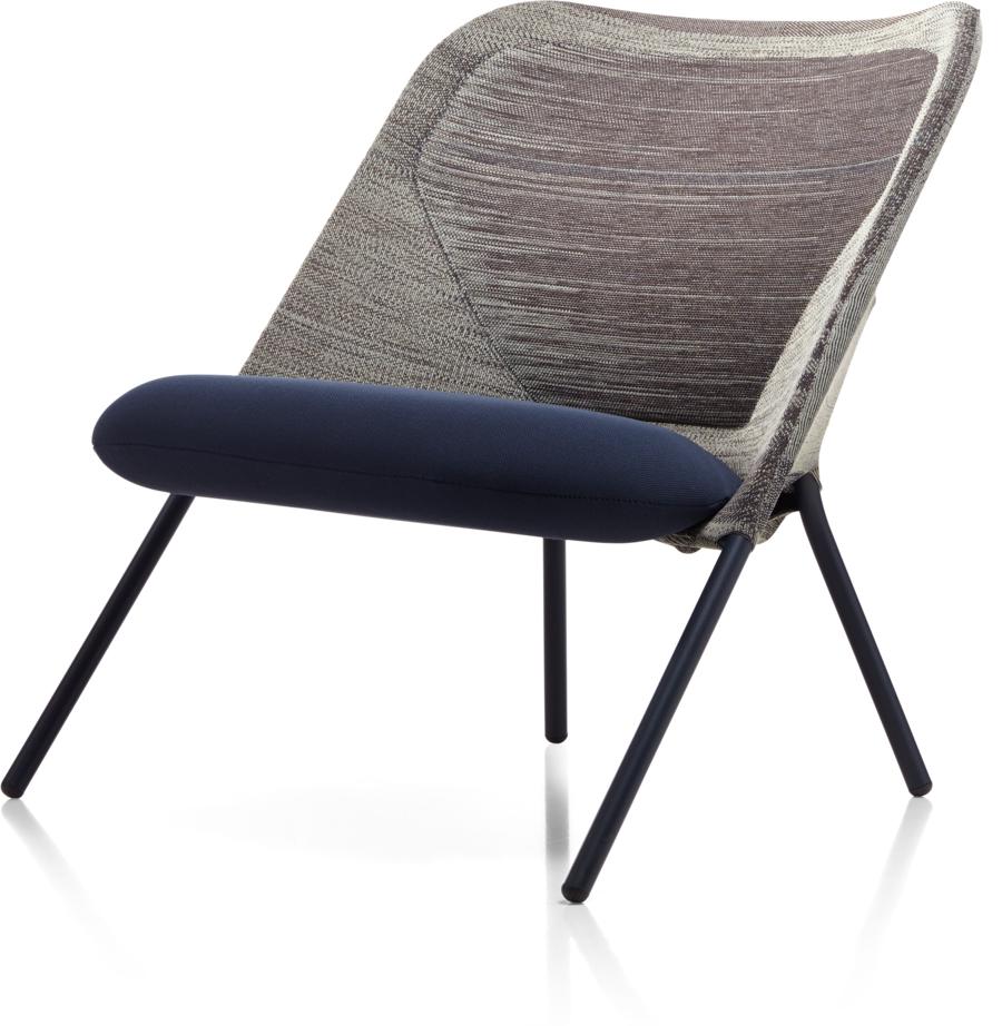 Modern Moooi Shift Lounge Chair in Blue Grey Upholstery & Steel Frame by Jonas Forsman For Sale