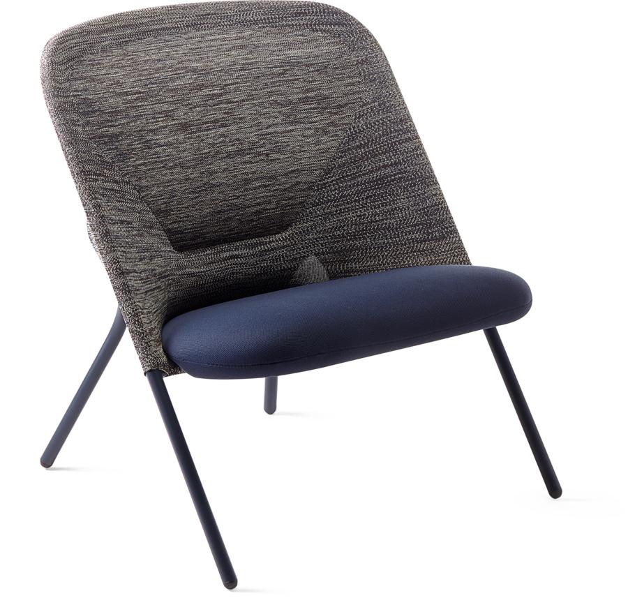 Moooi Shift Lounge Chair in Blue Grey Upholstery & Steel Frame by Jonas Forsman For Sale 2