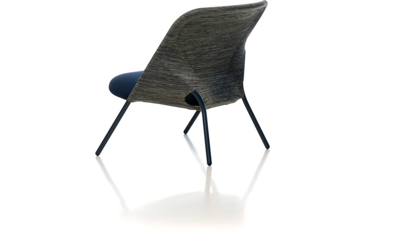 Moooi Shift Lounge Chair in Blue Grey Upholstery & Steel Frame by Jonas Forsman For Sale 2