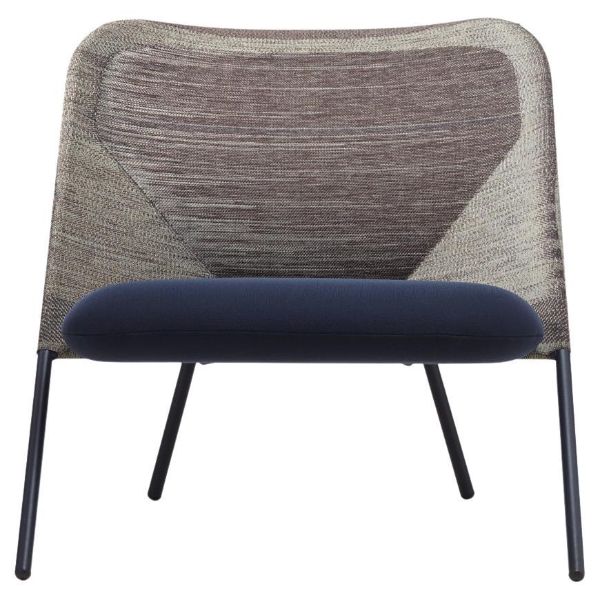 Moooi Shift Lounge Chair in Blue Grey Upholstery & Steel Frame by Jonas Forsman For Sale