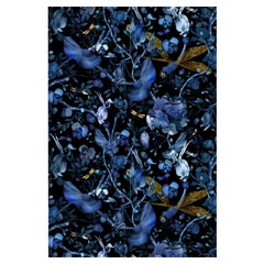 Moooi Small Biophillia Blue Black Rectangle Rug in Low Pile Polyamide