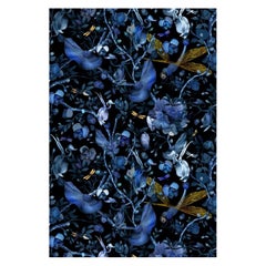 Moooi Small Biophillia Blue Black Rectangle Rug in Wool by Kit Miles