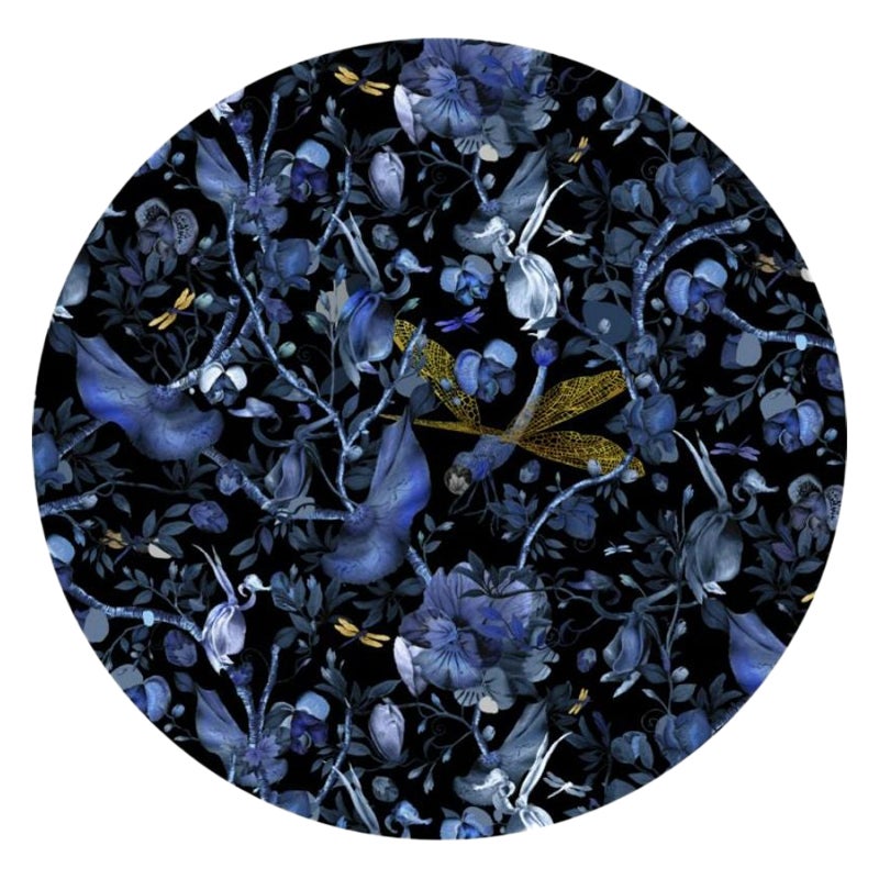 Alfombra redonda Moooi Small Biophillia Azul Negro de poliamida de pelo bajo by Kit Miles