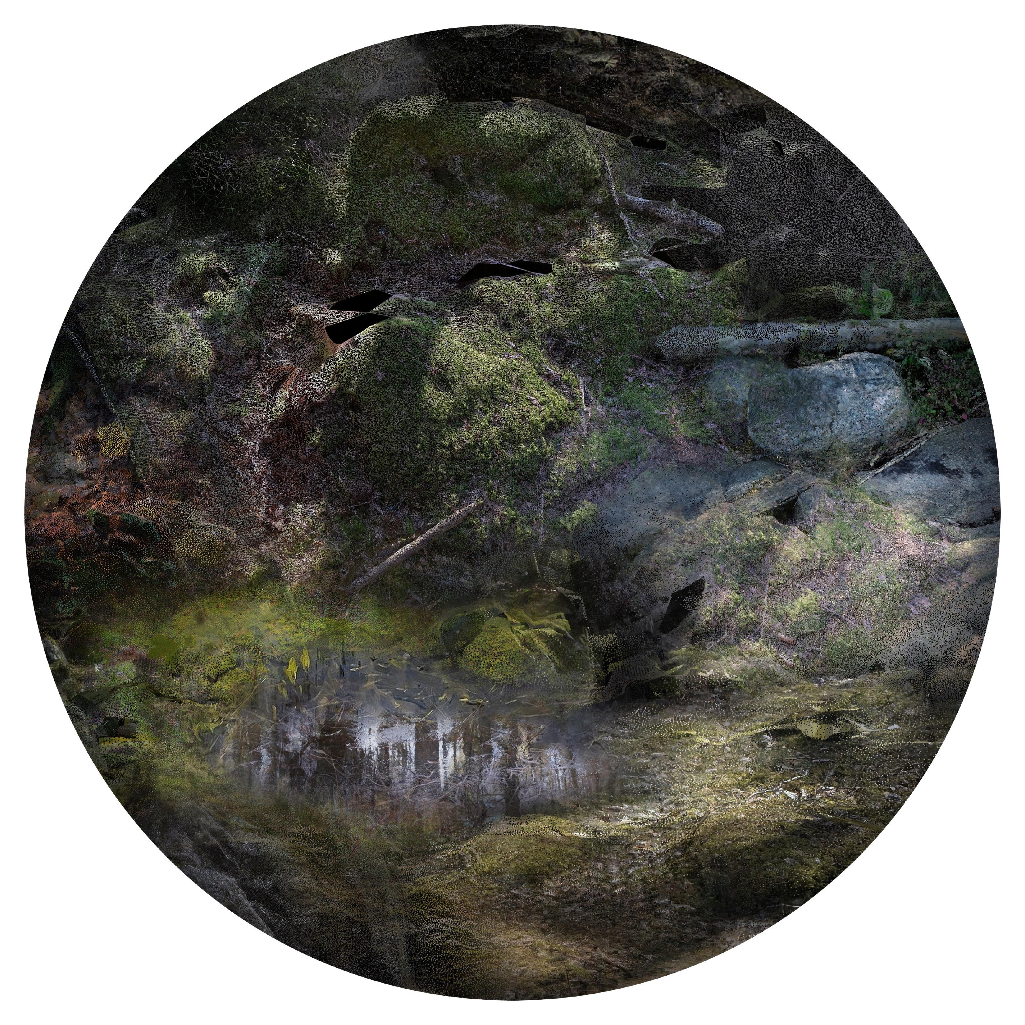 Moooi Kleiner runder Forest Floors Teppich aus weichem Garn Polyamide