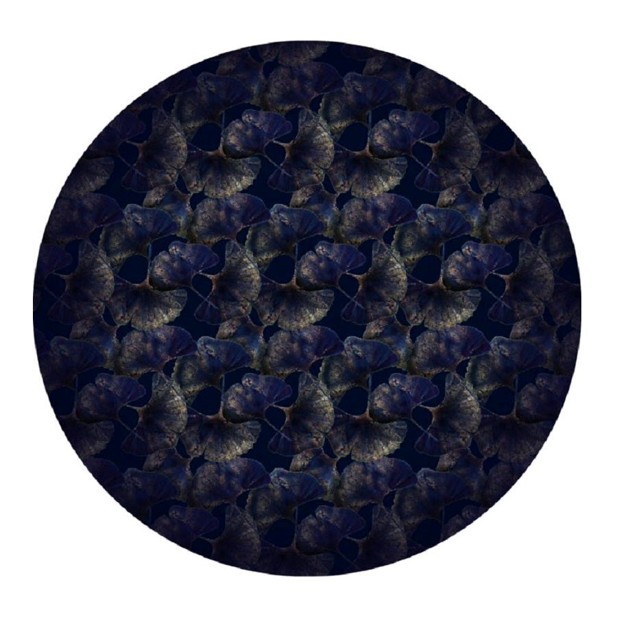Petit tapis rond bleu Ginko en polyamide à poils bas Moooi par Edward van Vliet en vente