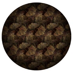 Petit tapis rond Moooi en polyamide à poils bas Ginko Leaf Rust d'Edward van Vliet