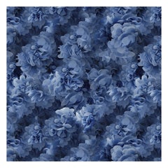 Petit tapis carré Hortensia bleu en laine avec finition ourlet blind Moooi