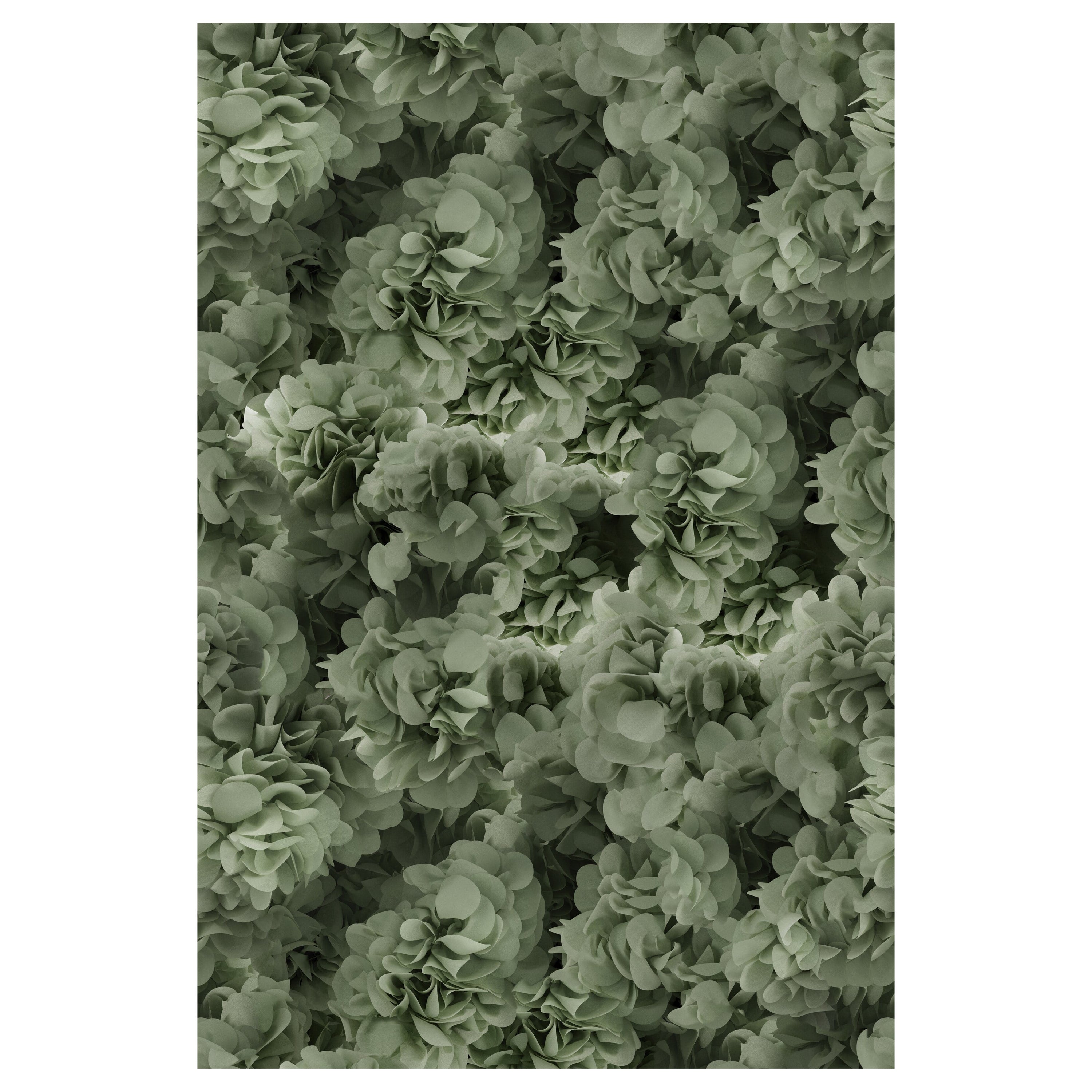 Petit tapis rectangulaire Moooi vert Hortensia en laine avec finition à ourlet aveugle
