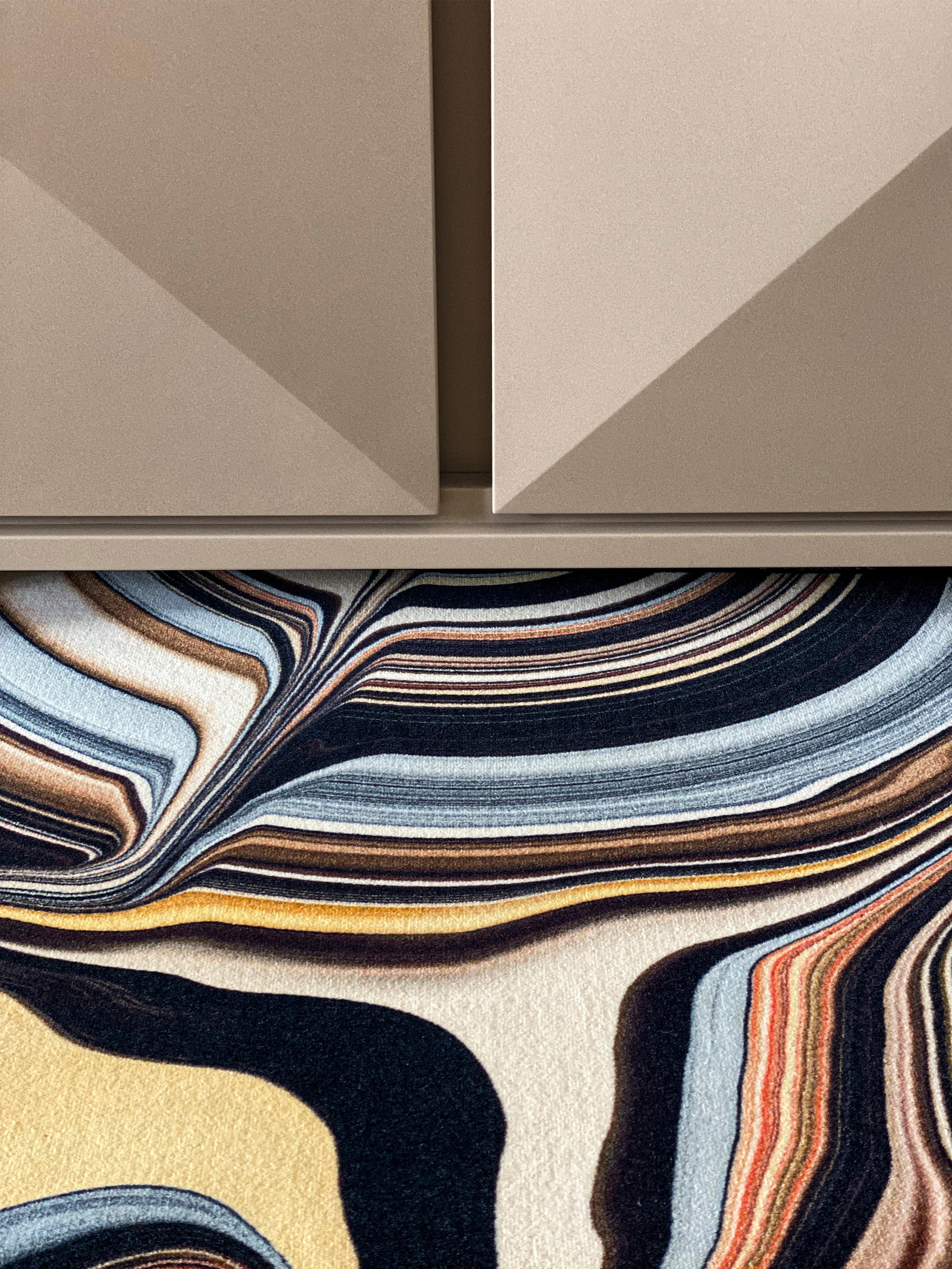 Néerlandais Tapis rectangulaire Moooi à petites couches liquides Ara en polyamide à poils bas de Claire Vos en vente