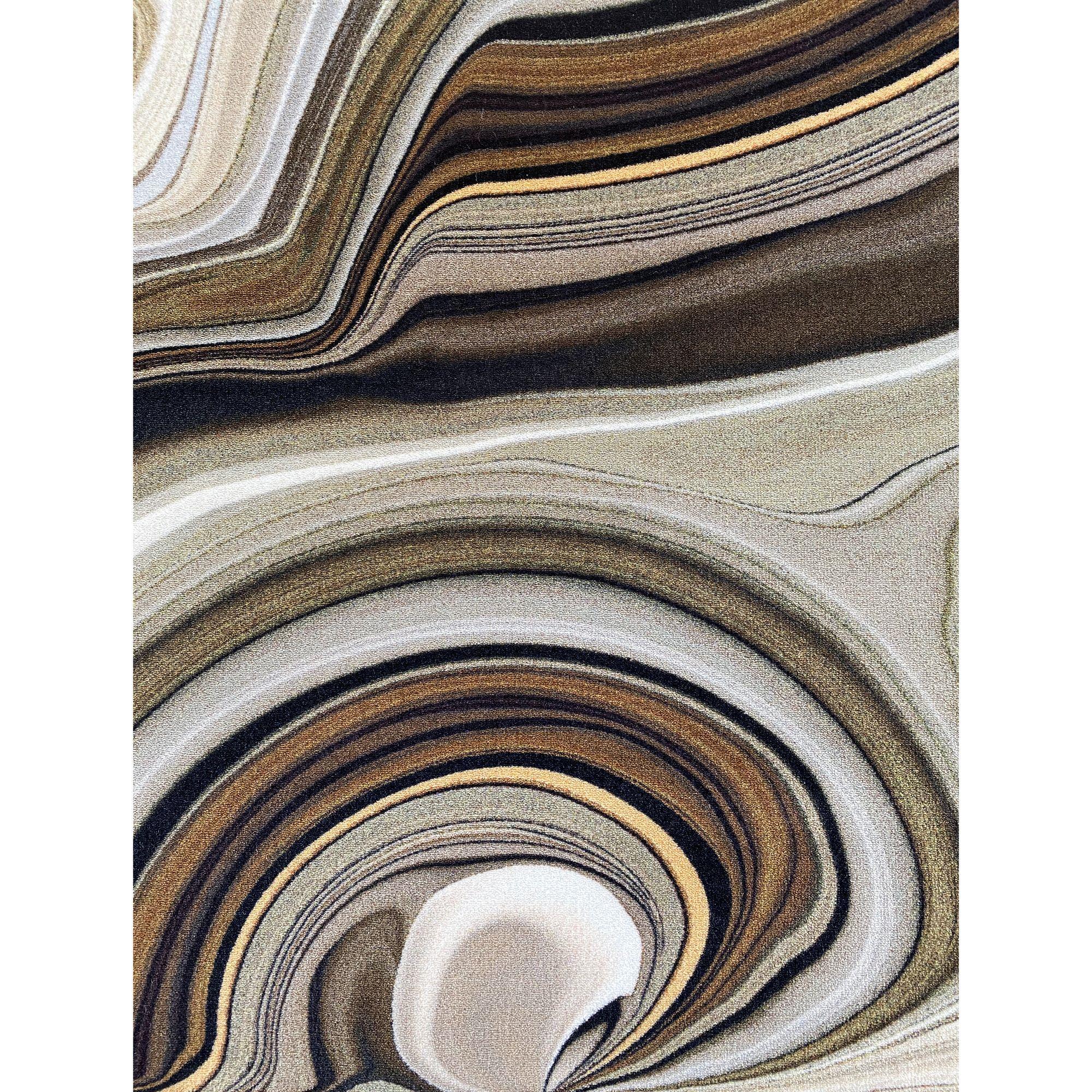 XXIe siècle et contemporain Petit tapis rond Moooi en marbre à couches liquides et polyamide à poils bas de Claire Vos en vente