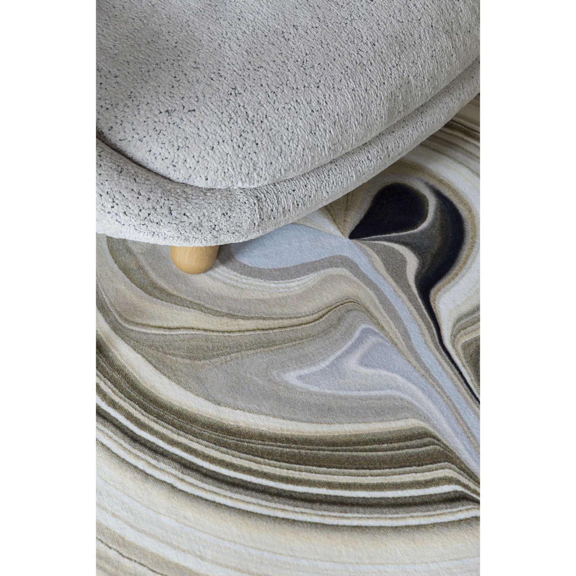 Petit tapis rond Moooi en marbre à couches liquides et polyamide à poils bas de Claire Vos en vente 3