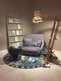 Moooi Tapis Small Malmaison Aquamarine en polyamide à fil doux