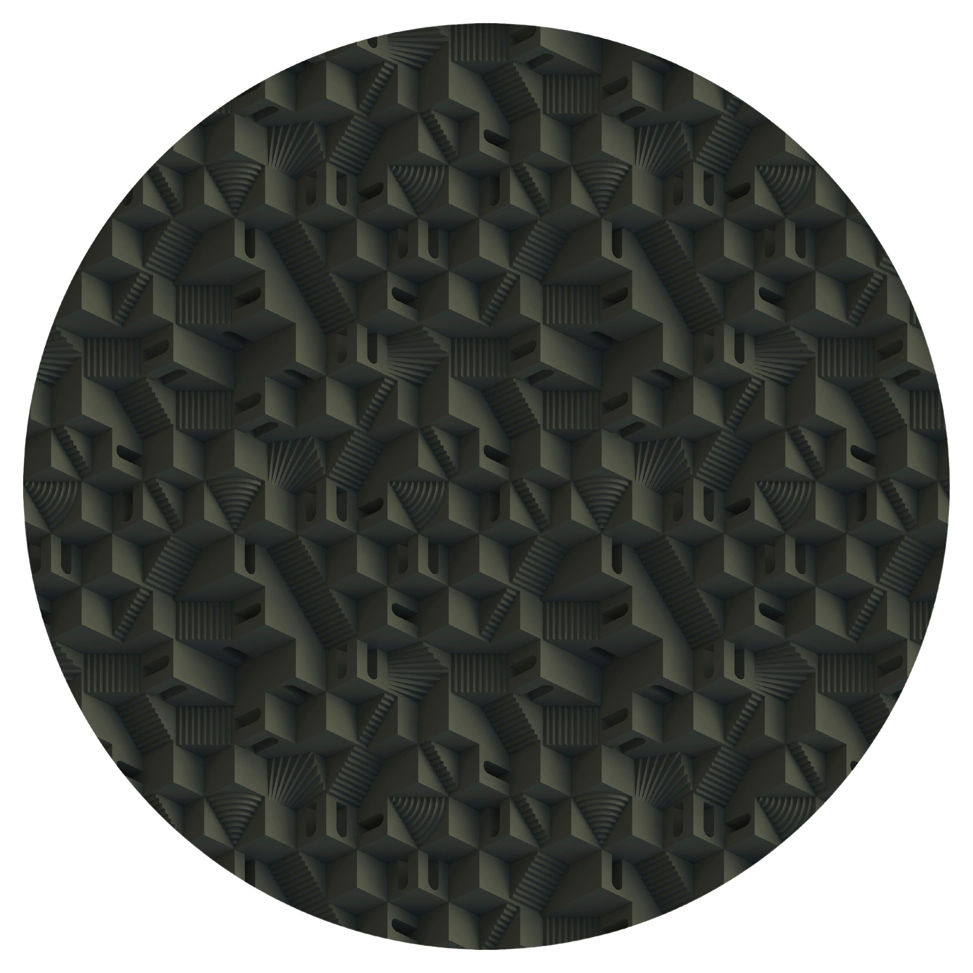 Moooi Small Maze Tical Round Rug in Low Pile Polyamide by Note For Sale