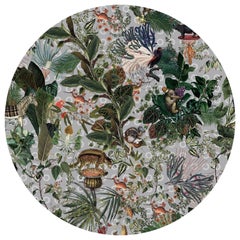 Moooi Petit tapis rond « Menagerie of Extinct Animals » à poils bas en polyamide couleur nuage