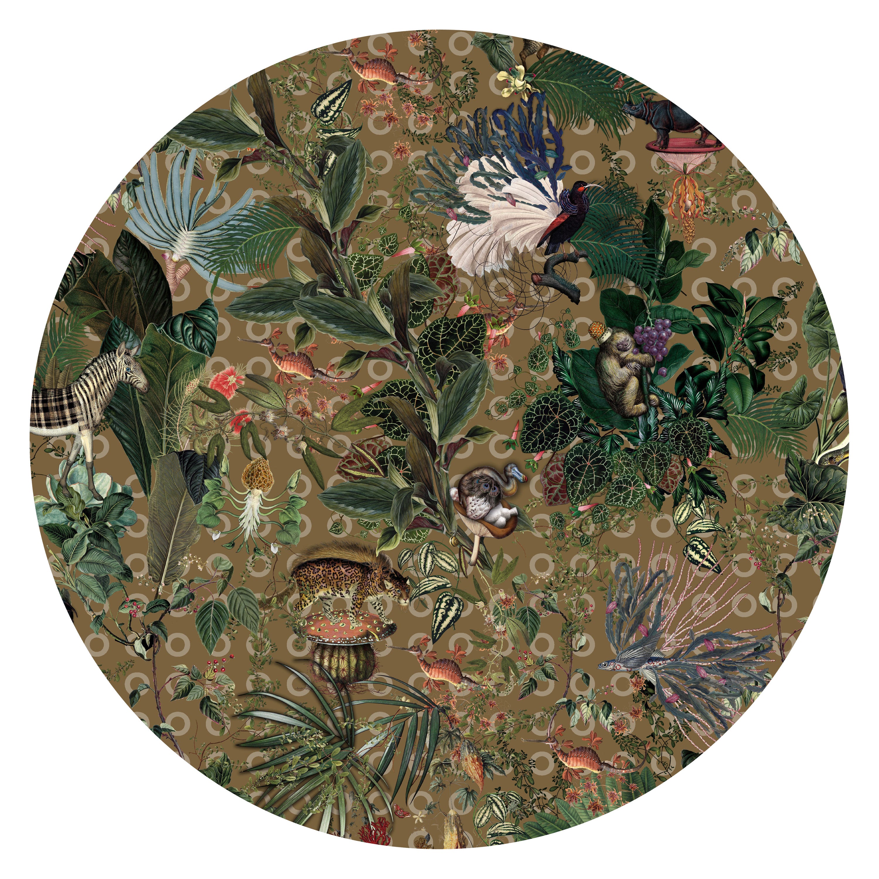 Tapis rond Moooi « Small Menagerie of Extinct Animals » en polyamide de fil souple