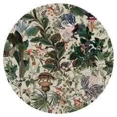 Tapis rond Moooi Small Menagerie of Extinct Animals ivoire en laine avec ourlet Blind