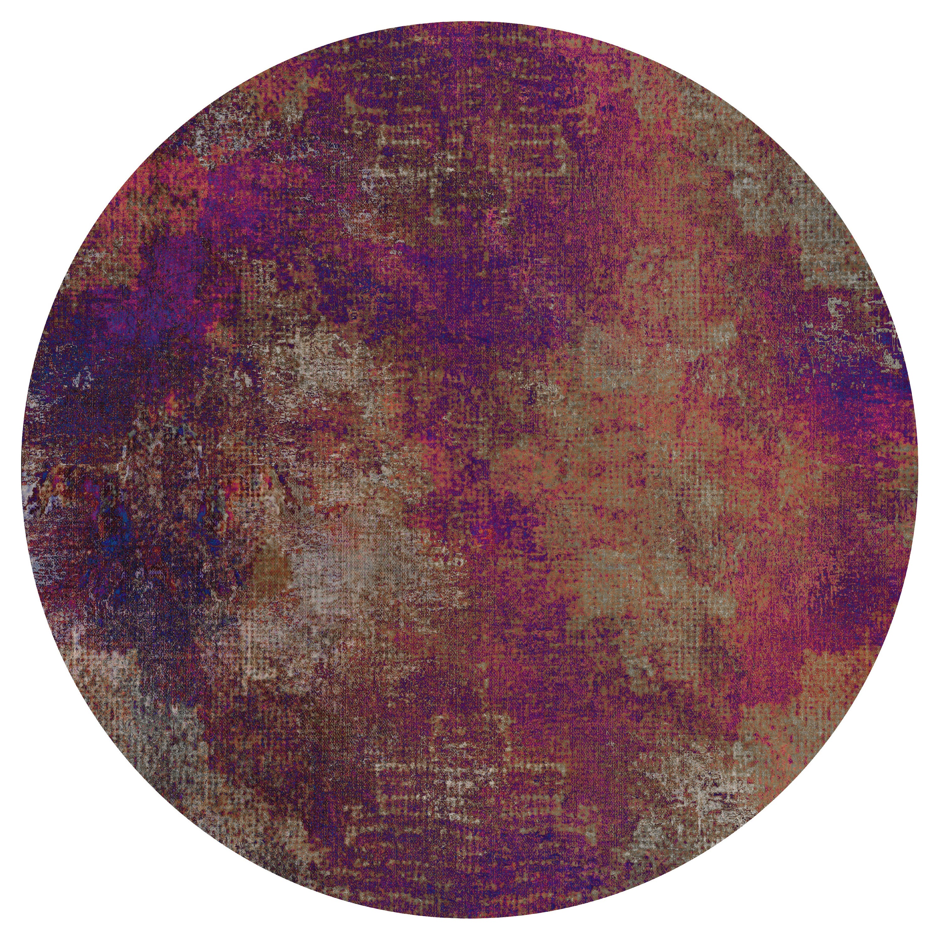 Moooi Small Quiet Collection Erosion Rhodonite Round Rug in Low Pile Polyamide en vente
