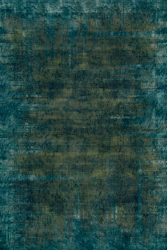 Moooi Small Quiet Collection Patina Moss Rectangle Rug in Low Pile Polyamide