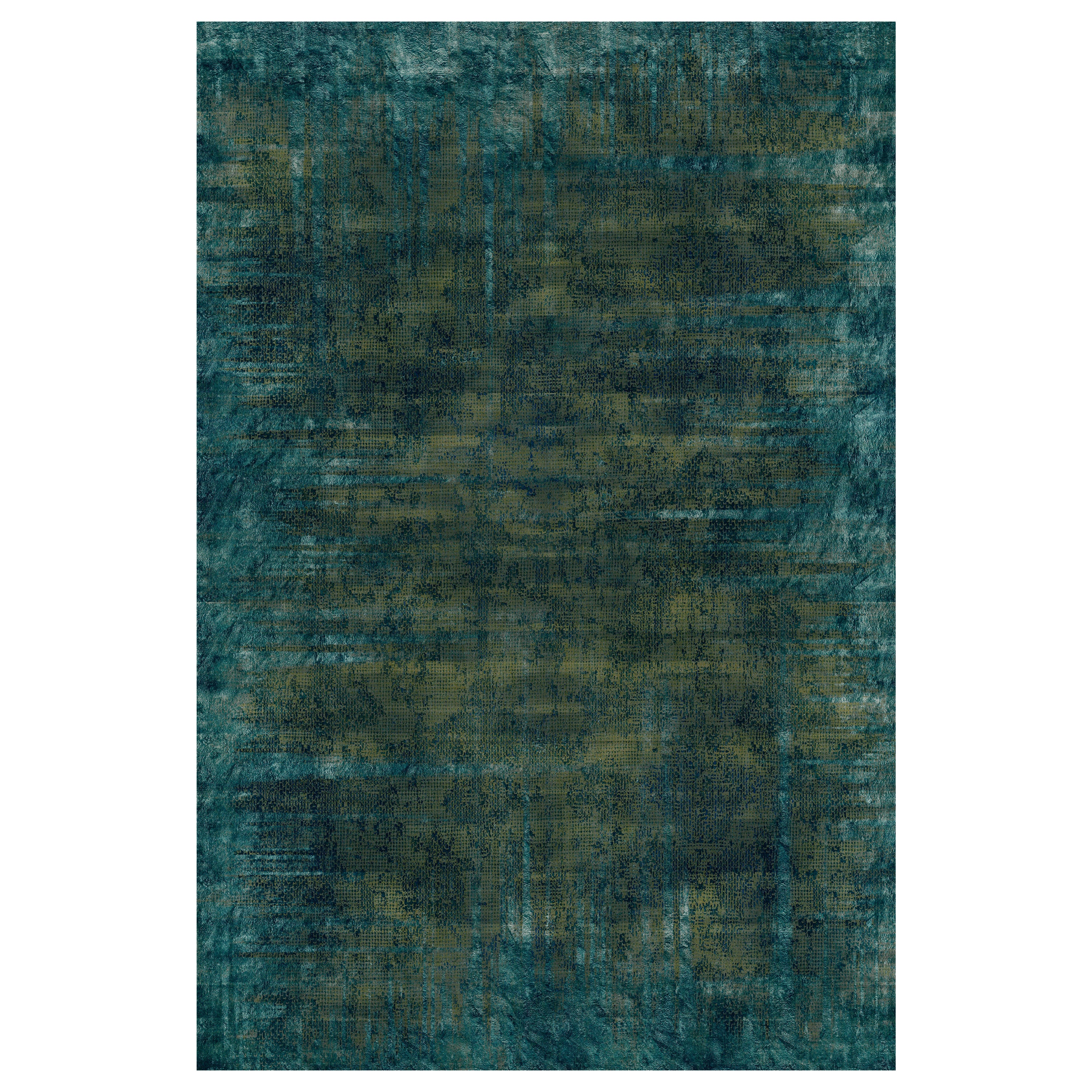Tapis rectangulaire Patina Moss de la collection Moooi Small Quiet en polyamide de tissu souple