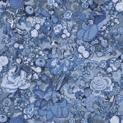 Moooi Small Rendezvous Tokyo Blue Ming Blue Rectangle Rug in Wool