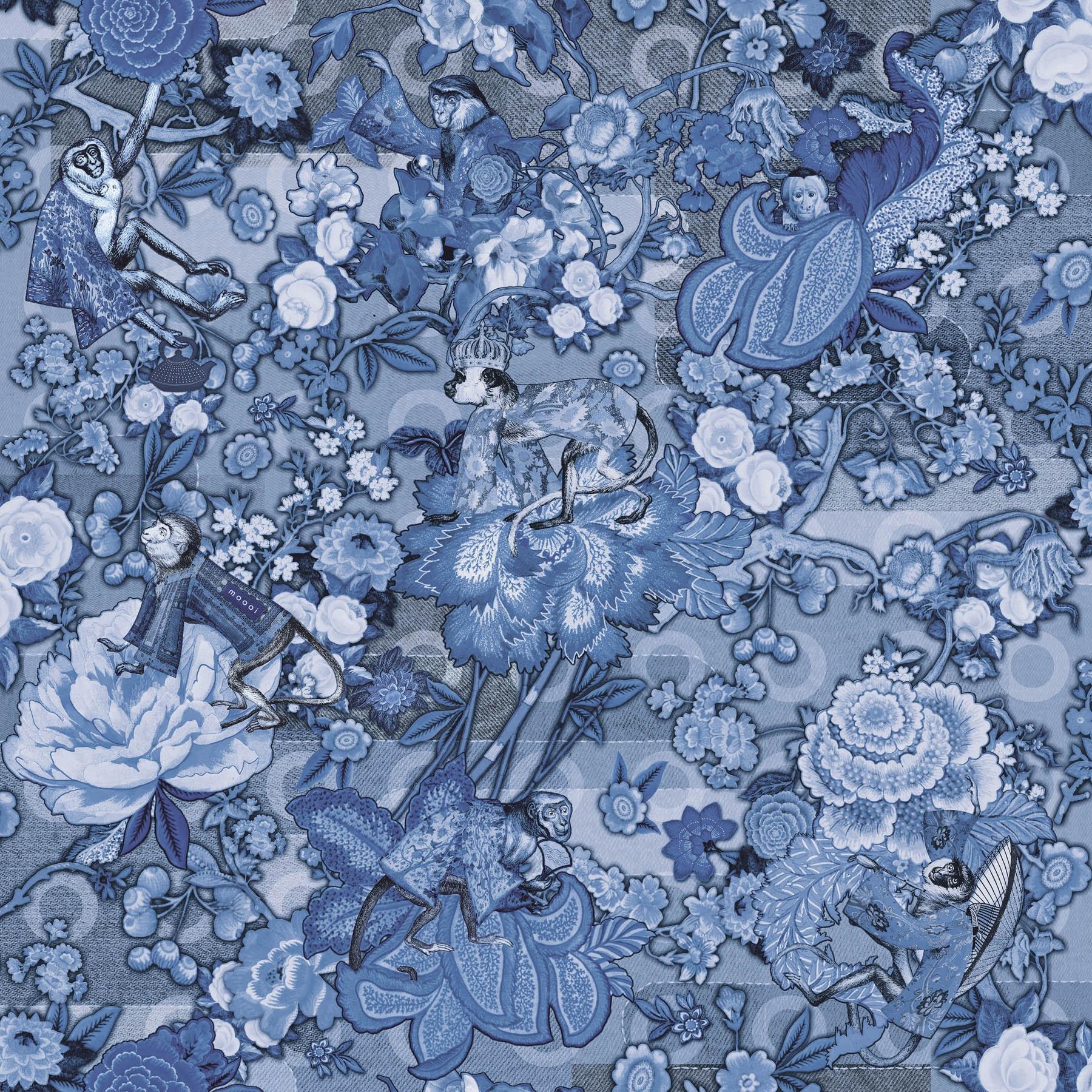 Moooi Small Rendezvous Tokyo Blue Ming Blue Runder Teppich aus Soft Yarn Polyamid

