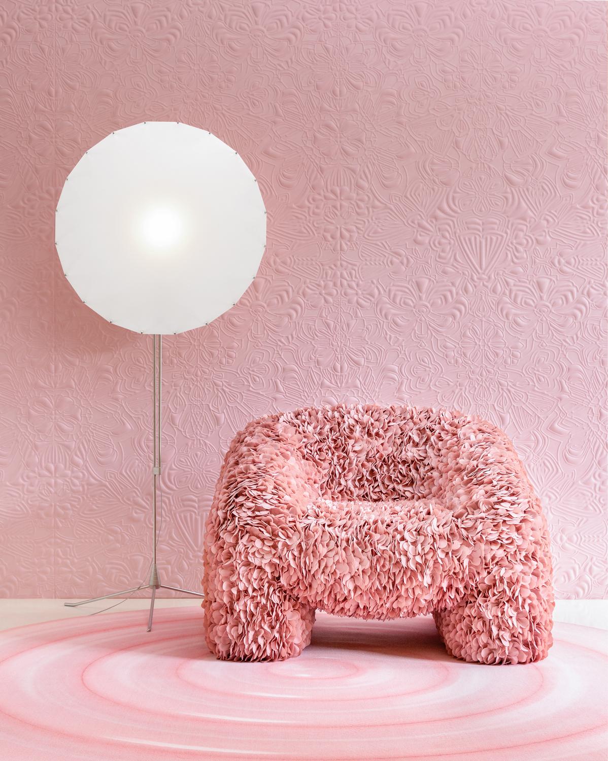 Polyester Moooi Small Ripples Rug in Pink with Low Pile Polyamide by Andrés Reisinger For Sale