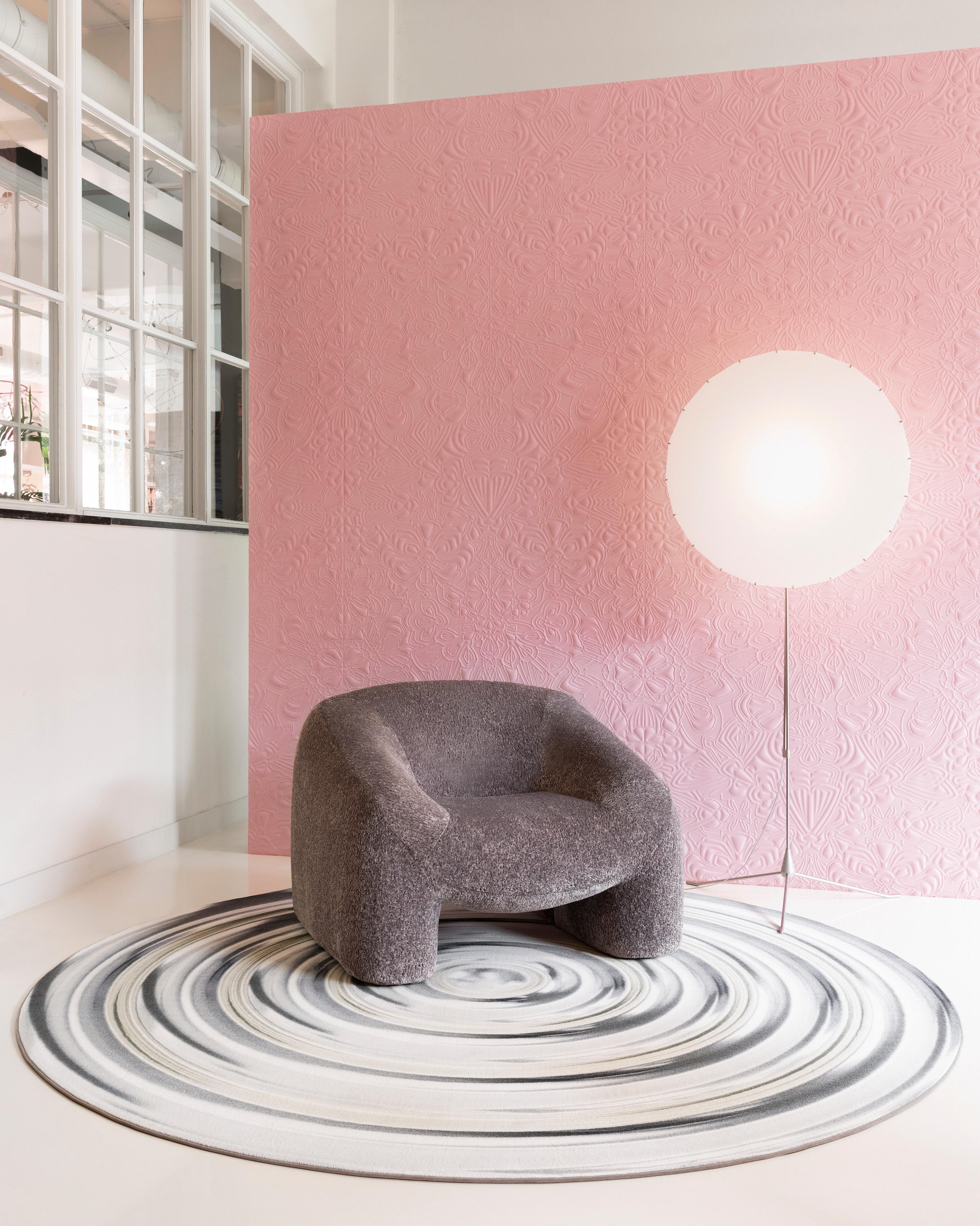 Polyester Moooi Small Ripples Rug in Silver with Low Pile Polyamide by Andrés Reisinger For Sale