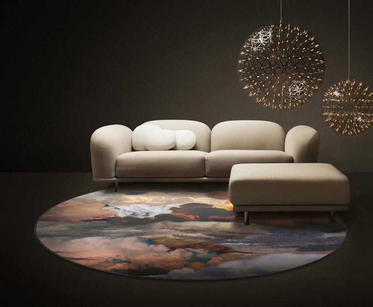 Moooi Small Walking on Clouds Dawn Round Rug in Low Pile Polyamide by ...