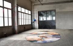 Moooi Small Walking on Clouds Dusk Runder Teppich in Low Pile Polyamide von vorne