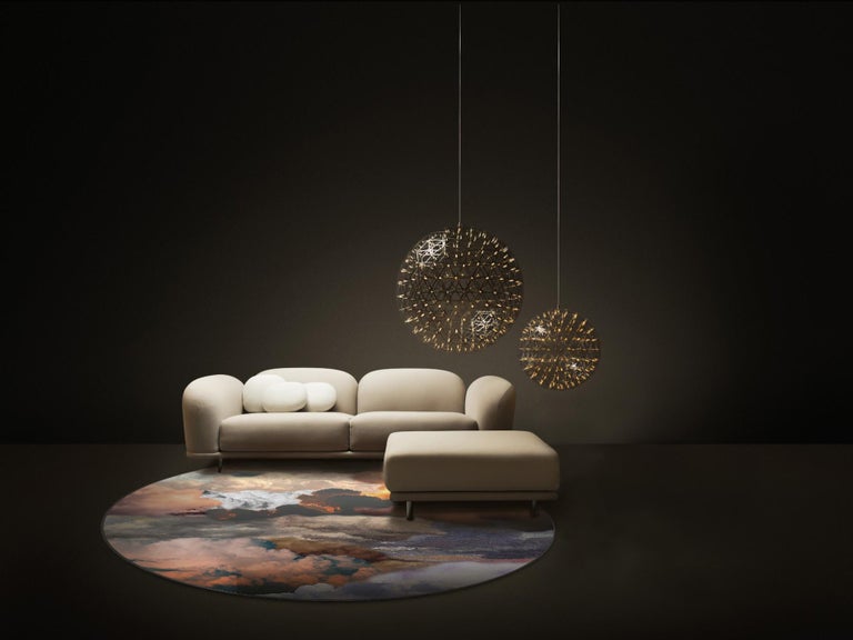 Small Cloud Rug Moooi Small Walking on Clouds Dusk Round Rug in Wool by Front For Sale ...