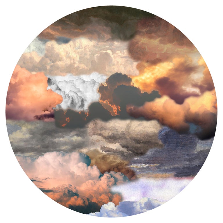 Small Cloud Rug Moooi Small Walking on Clouds Dusk Round Rug in Wool by Front For Sale ...