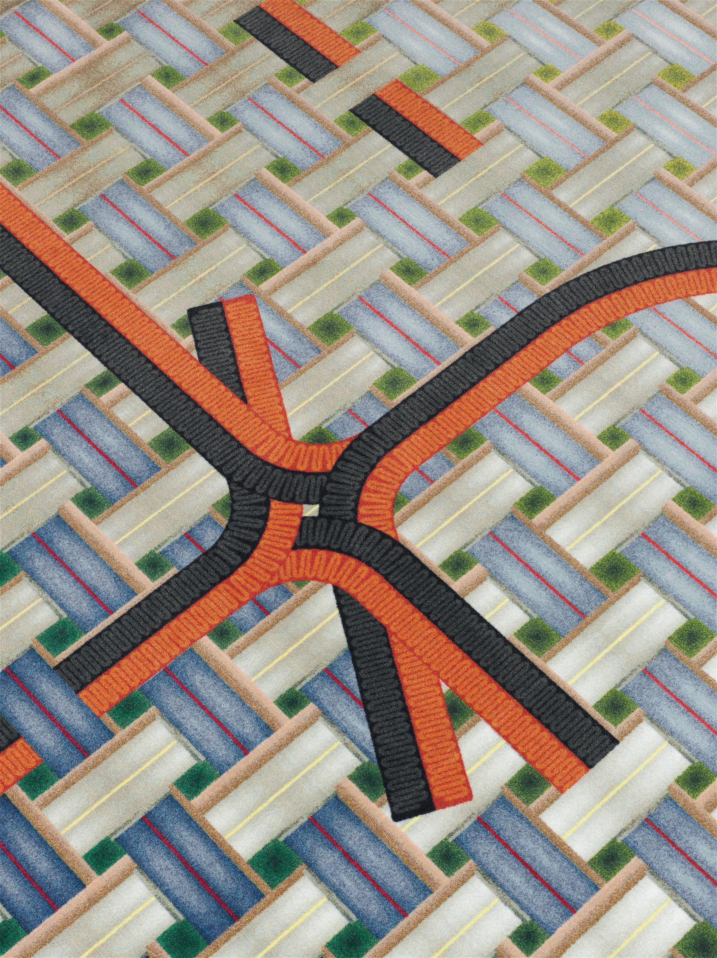 Dutch Moooi Small Yarn Box Collection Tangle Menjangan Rug in Low Pile Polyamide For Sale