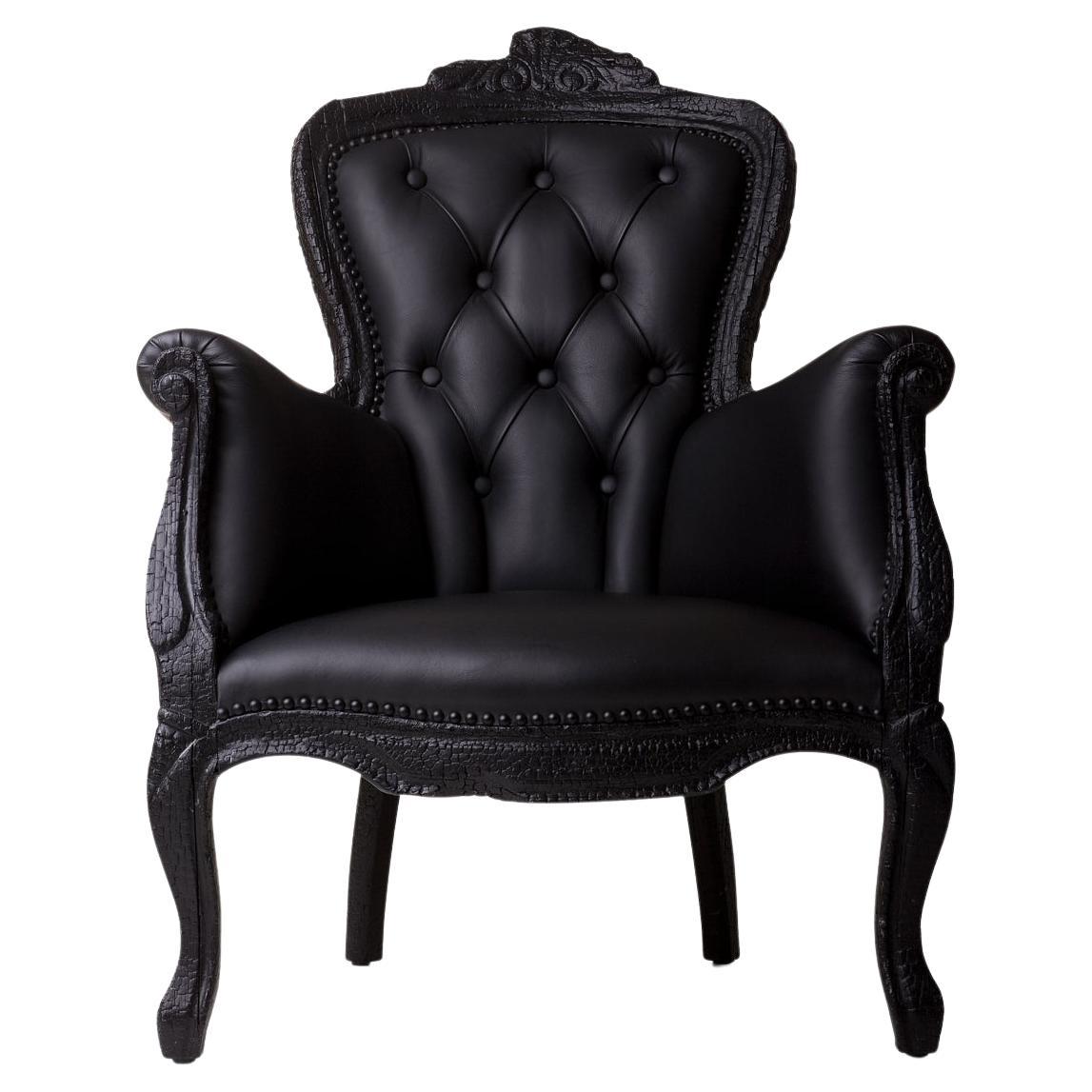 Moooi Smoke Armchair in Shade Pitch Black Upholstery by Maarten Baas For Sale