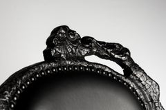 Moooi Smoke Dining Armchair in Abbracci, Black Upholstery with Burnt Wood Frame