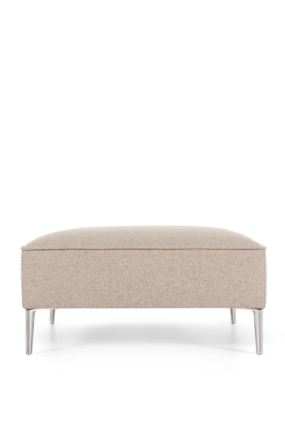 Dutch Moooi Sofa So Good Footstool in Solis Paper Upholstery & Polished Aluminum Feet For Sale