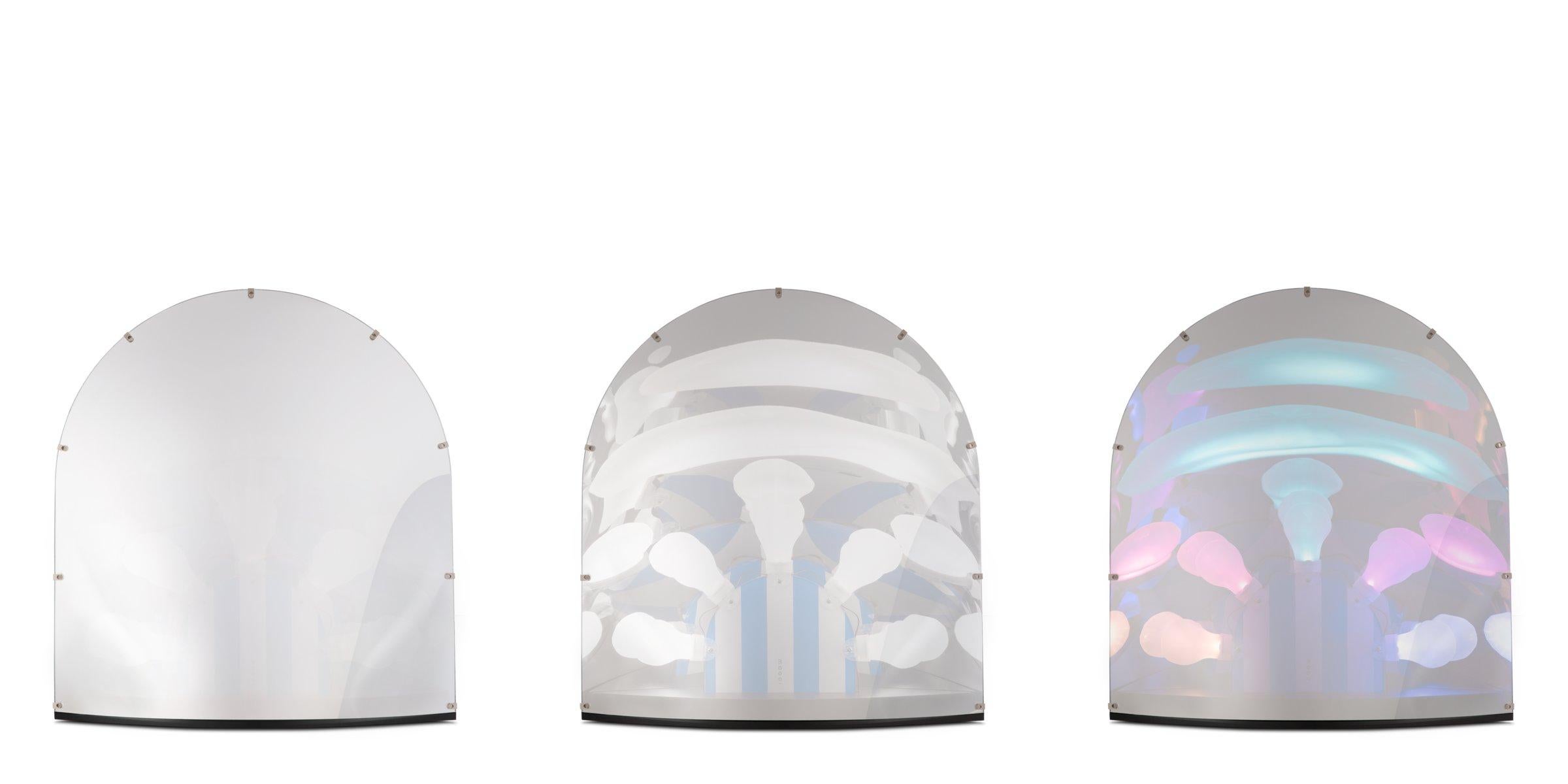 Moooi Space LED-Tischlampe mit Spiegelschirm und Holzsockel von Ward Wijnant (Moderne) im Angebot