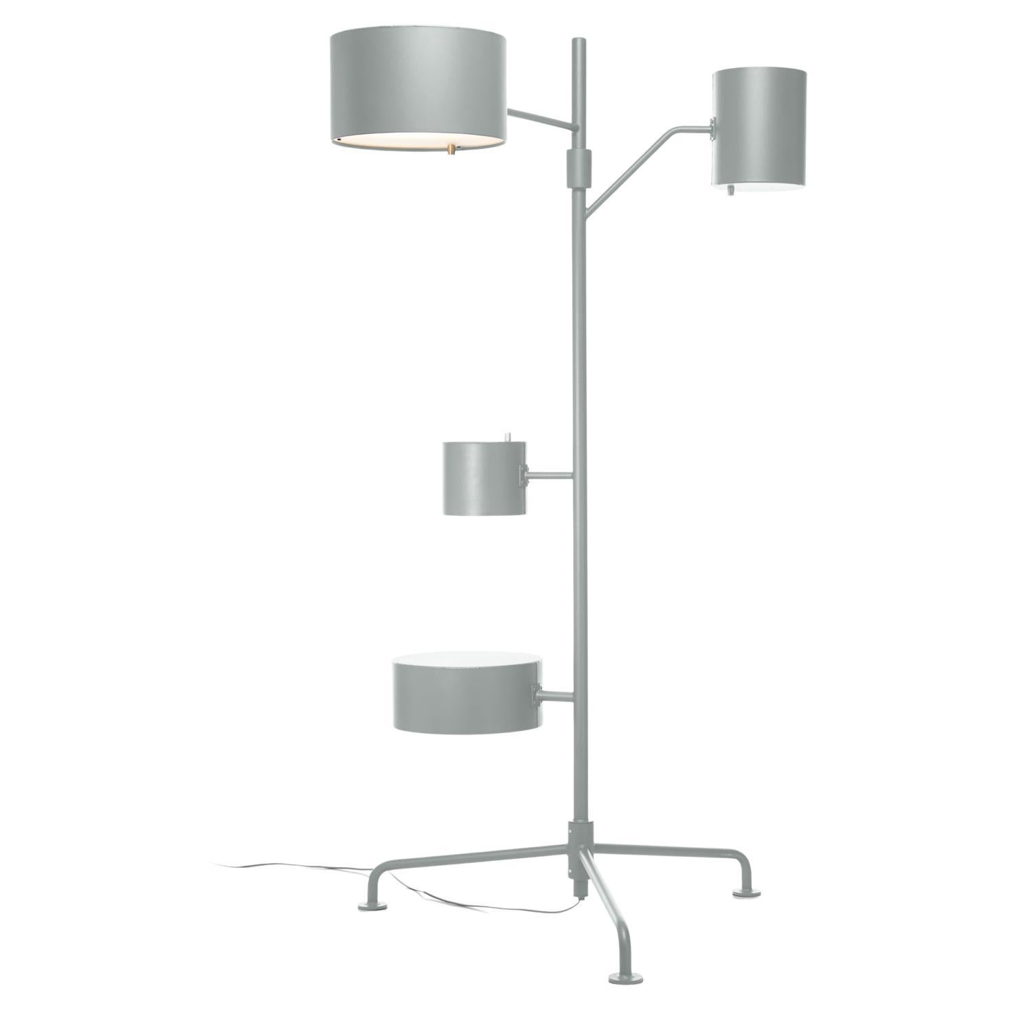 Moooi Statistocrat LED Floor Lamp in Matt Light Grey Powder Coated Aluminium For Sale