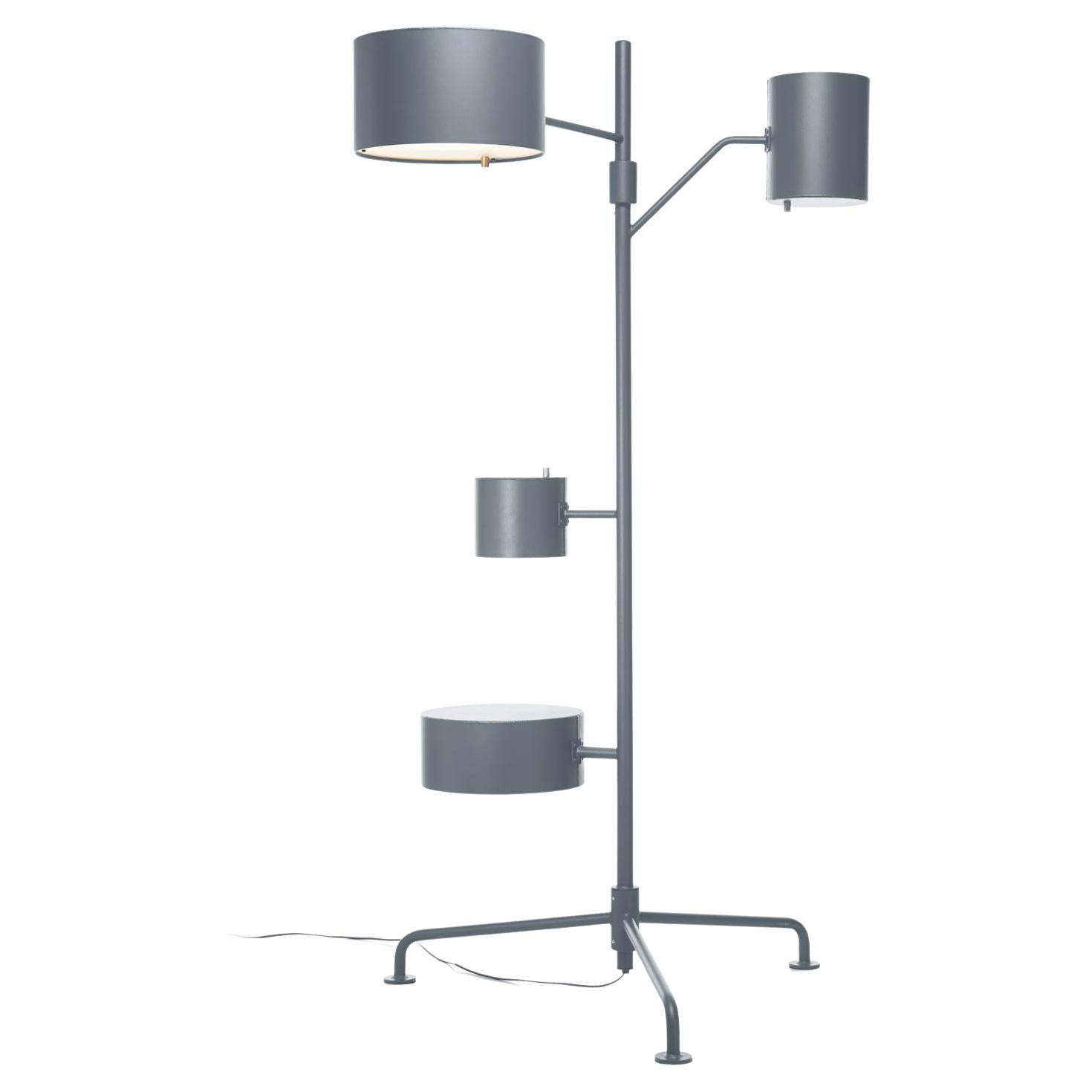 Moooi Statistocrat LED Floor Lamp in Matt Silver Grey Powder Coated Aluminium For Sale