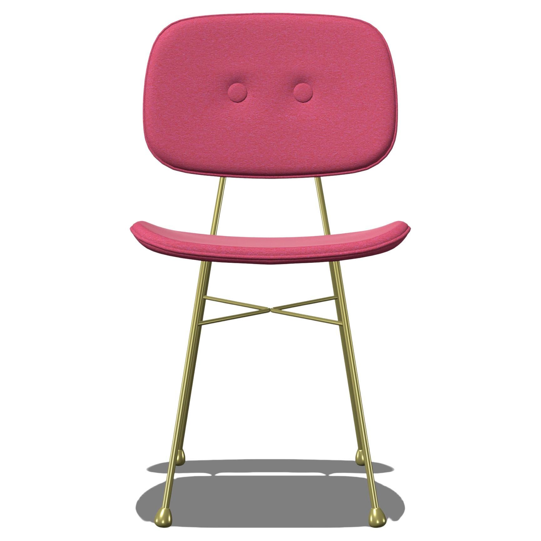 Moooi The Golden Chair in Golden Steel Frame and Divina 3, 626 Pink Upholstery For Sale